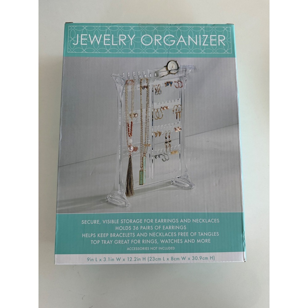 Unbranded Jewelry Organizer Unisex 9x3x12 Acrylic Earring Necklace Stand NIB